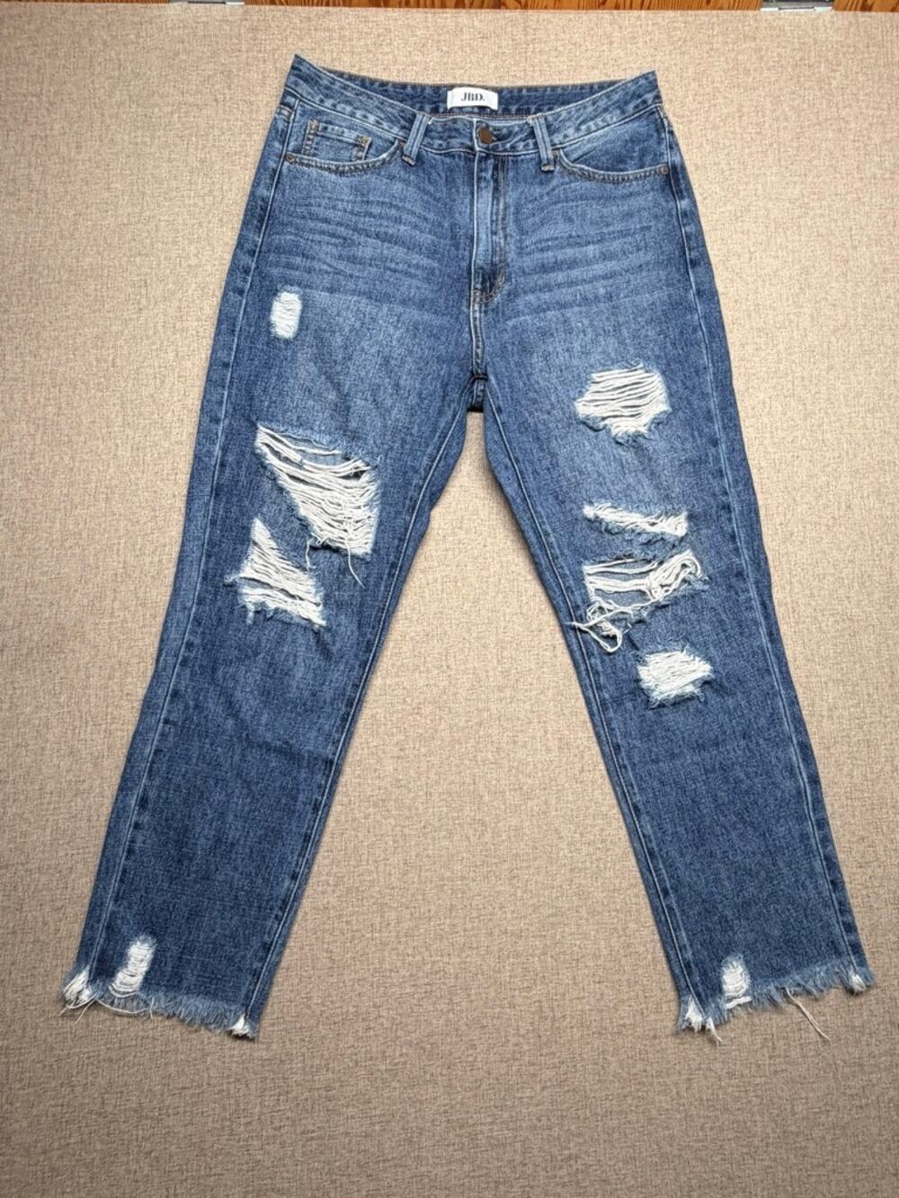 Title JBD Just Black Denim High Rise Distressed Raw Hem Straight Leg Jeans 27